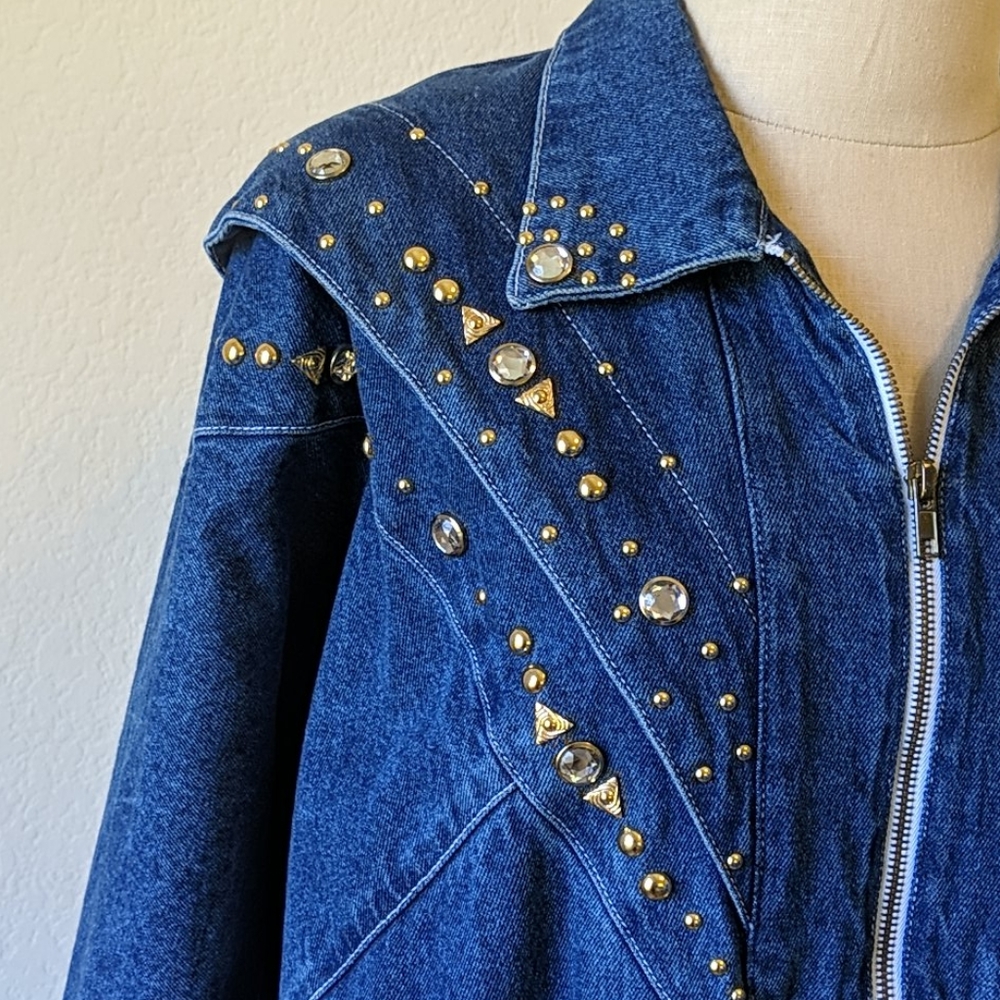 Vintage 80s women's studded Jean jacket
